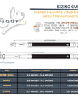 Waggy Air Mesh dog collar sizing guide details.  Air Mesh dog collar illustration showing adjustable minimum/maximum and adjustable slider. Measure the circumference of your dog's neck for accurate fit.
